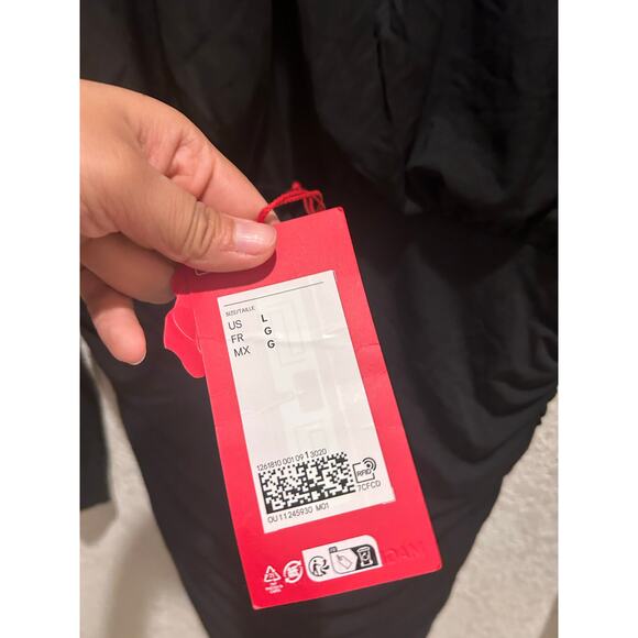 H&M Magda Butrym Rose-Appliquéd Black Dress With Shoulder Pads LARGE NWT - Picture 4 of 7